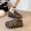 Zapatos de Hebilla Mocasines Mujer Correa de Cuero Retro 2026 Otoño Estilo Old Money Dos Usos Planos Tacón Oculto Slip-Ons Mocasines