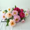 Flor Artificial de Peônia de Seda de Haste Única com 3 Flores para Decoração de Casa e Casamento com Toque de Luxo