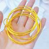 Pulsera Sansheng III de 6 líneas en color oro antiguo de alta retención de color, no desprende pigmento, pulsera de anillo, chapada en cobre dorado, sólida, luz de lujo