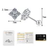 Pendientes de Plata de Ley S925 con Moissanita de Venta Caliente Transfronteriza Europeos y Americanos Versión Japonesa y Coreana Trébol de Cuatro Hojas Pequeños Frescos Dulces Pendientes Pequeños