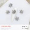 Nuevos Accesorios de Manicura Navideña de Zirconia Plateada de Lujo Ligero Uñas de Copo de Nieve y Alce Brillantes de Gama Alta Joyería de Diamante al por Mayor