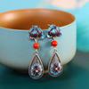 Producto Humano Plata Plata S925 Azul Quemado Flor Roja del Sur Aretes Moda Retro Aretes de Mujer Productos de Fábrica