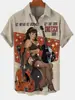 Camisa Criativa Elemento Cruzado Nova 2025 Estampa Digital 3D Camisa Tendência Solta de Manga Curta Top Masculino