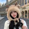 Gorro coreano lindo de asta Navidad moda versátil para damas gorro de lana tejido forrado de vellón cálido protección para las orejas gorro para el frío tendencia