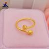 Anillo de loto de latón chapado en oro, joyería de oro de imitación galvanizado, suministro para el mercado nocturno, pulsera de anillo de dedo vivo para damas