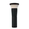 Brocha compacta para polvos de cabeza plana, brocha para base de maquillaje portátil de cabeza redonda, brocha negra gruesa para polvos fijadores resistente al agua de cabeza redonda, brocha portátil para fijar