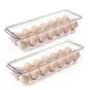 Caja de Almacenamiento de Huevos de Venta Caliente Transfronteriza, Portahuevo de Plástico Transparente de Doble Capa para Refrigerador, Bandeja para Huevos, Compartimento para Huevos con Ruedas Estilo Cajón