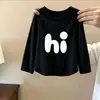Camiseta Infantil de Algodão Puro Manga Longa Nova Estilosa Unissex Infantil Estampa de Desenho Camada Base Bebê Estilo Coreano Gola Redonda Top Tendência