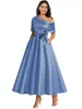 Vestido de noche asimétrico de satén de un solo hombro con adornos florales tridimensionales, cintura entallada y falda en línea A, adecuado para bodas y banquetes, disponible en plataformas de comercio electrónico internacionales para mujeres