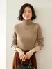 Novo Suéter de Caxemira Espesso de Outono e Inverno para Mulheres, Linha de Frente, Pronto para Vestir, Gola Alta, Listrado, Tricô, Camada Base, Pulôver, Suéter Simples