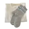 Calcetines holgados de sal marina azul grisáceo para primavera y otoño para mujer, calcetines dulces de estilo coreano a rayas florales de media pantorrilla, estilo fino y transpirable con bordes rizados