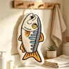 Toalla de Mano para Limpiar Peces de Dibujos Animados, Suave de Coral, Fácil de Secar, Pañuelo Lindo Creativo para Colgar, Toalla de Mano para Niños