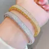 Pulseira Estrelada de Diamante de Três Fileiras Quadrada de Luxo Leve e de Alta Qualidade