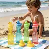Copo de Plástico Colorido Transparente Descartável Popular para Suco, Bebidas, Chá de Leite com Tampa e Canudo Infantil, Copo Colorido Transparente com Desenho de Animal Diamante