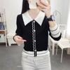 Suéter de Malha Versátil para Usar por Cima Ajustado Emagrecedor Manga Longa Design de Moda Feminina Primavera e Outono Novo Suéter Básico de Malha