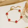 Nova Pulseira Transfronteiriça de Trevo de Cinco Folhas, Luxo Leve e Sofisticado, Simples Flor de Cinco Folhas Popular Aço Titânio Nicho Joias de Mão para Mulheres