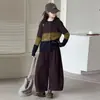 Cárdigan de punto de otoño para niñas 2026 nuevo estilo, prenda exterior de punto casual estilo coreano para niñas mayores, pantalones anchos para niños