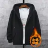Suéter Quente para Trabalho ao Ar Livre Masculino Inverno com Forro de Lã Jaqueta de Couro de Cordeiro Solta Cardigã Suéter com Capuz