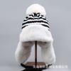 Invierno Noreste Montar Frío Prueba Lana Gorro Rayado Tejido Lei Feng Gorro Mujer Forro polar Engrosado Cálido Cortavientos Protección para los oídos Gorro
