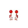 [Jade See Koi] Brincos de Koi Vermelho Advanced Sense 2025 Brincos de Cobra de Ano Novo Brincos Vermelhos de Ano Novo