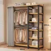 Arara de Roupas, Arara de Chão para Quarto, Arara Integrada para Closet Aberto, Unidade de Prateleira de Metal, Pode Ser Combinada com um Guarda-Roupa