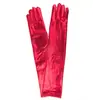 Luvas Femininas Extralongas de Couro Envernizado Sexy Elásticas 50cm Transfronteiriças Fantasia de Ópera Cosplay Luvas Escuras