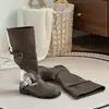 Botas de trabajo retro de nuevo estilo, de pierna ancha, pantorrilla ancha, punta redonda, con tacones gruesos y suelas gruesas, botas de montar de longitud media adelgazantes para mujer con hebilla de cinturón