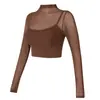 Ropa de yoga de dos piezas falsas transfronteriza para mujer, malla de alta apariencia con top deportivo con almohadilla para el pecho, ropa deportiva para entrenamiento de running de otoño e invierno