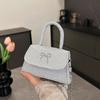 2025 Nova Bolsa de Ombro Pequena Estilo Estrangeiro Simples com Laço Doce Elegante Bolsa Quadrada Pequena para Mulheres