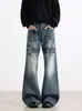 Jeans casuales de pierna ancha, ligeramente atrevidos, de alta gama europea, con estampado de letras, de moda, para hombre y mujer, novedad 2025