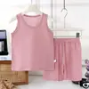 Conjunto de Chaleco sin Mangas y Shorts de Verano para Niños Delgado Transpirable Ropa de Casa Se Puede Usar al Aire Libre Conjunto Casual de Dos Piezas para Niños y Niñas