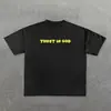 Camiseta Redonda de Manga Corta con Estampado de Graffiti en Inglés 2026 Top Versátil Estilo Casual Top de Algodón Más Vendido