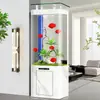 Nuevo Modelo Pecera de una Pieza Recta-Curva con Filtro Inferior para Sala de Estar, Acuario Vertical de Vidrio Integrado Pequeño para el Hogar