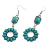 Los Pendientes Largos Exagerados Retro Más Vendidos de Amazon para Mujer de Aleación Incrustados con Turquesa Blanca Redonda de Nicho Pendientes de Alta Calidad