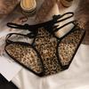 Verano Nueva Serie Estampado Leopardo Ropa Interior Sexy de Encaje de Seda de Hielo para Mujer Calzones de Algodón Puro Cómodos de Cintura Baja para Mujer