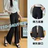 Calça Flare Feminina Plus Size, Verão Cintura Alta Elástica Estilo 100kg, Solta e Fluida Preta Emagrecedora Casual Fina