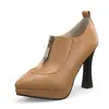 Zapatos de Salón de Nuevo Estilo con Cremallera Frontal, Punta Fina y Corte Profundo, con Plataforma Gruesa y Tacón Alto Grueso, Tallas 33-50, Zapatos de Exportación de Amazon