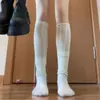 Meias Brancas de Cano Longo Femininas Meias Empilhadas Outono e Inverno com Botas Longas Conjunto para Pernas Meias Empilhadas para Panturrilha Botas de Cavaleiro Primavera e Verão