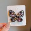 Horquilla para el pelo con forma de mariposa y diamantes de imitación para niña, estilo coreano, con flequillo lateral y pinza para el pelo, horquilla para bebé, tocado de princesa