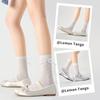 Calcetines con Moño Estilo Ballet Caña Media Serie Miu Calados de Malla Transpirables para Niñas Estilo Delgado de Verano con Zapatos Pequeños de Piel