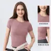 AMI MEDEA Ropa Deportiva Manga Corta Ajustada Running Sin Costuras Traje de Fitness Camiseta Corta Color Sólido Traje de Yoga Top para Mujer