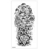 Nuevo Tatuaje de Brazo de Flor de Boceto Blanco y Negro Pintado a Mano Sánscrito Impermeable Calcomanía de Tatuaje de Medio Brazo