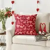 Funda de Almohada Roja Transfronteriza para el Día de San Valentín con Letras y Corazones, Almohada Festiva, Cojín para Cabecera, Cojín para Sofá, Dormitorio, Sala de Estar