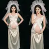 Tema Estúdio Fotográfico Novo Retrô Novo Estilo Chinês Vestido Amassado com uma Vibe Descolada para Sessão de Fotos da Barriga de Grávidas