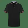 Polo de Malla de Seda Helada de Verano con Cuello Tejido Doble Rojo Contrastante, Mangas Cortas, Estilo Commuter de Negocios, Fresco y Transpirable, Cuello de Solapa de Color Sólido