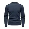 Suéter de Punto de Forro Polar para Hombre Otoño e Invierno Cuello Redondo Color Sólido Versátil Cálido Casual Pulóver Camisa Base para Hombre