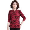 Top de estilo Cheongsam Otoñal para Mamás, Estilo Chino, Nuevo para Primavera y Otoño 2025, Camiseta de Manga Larga, Camiseta Básica para Mujer