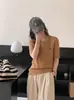 Camiseta de Verano Fina 100% Lana Fina Estilo Coreano Cuello Redondo Tejido de Punto Trenzado Bordado Manga Corta Ropa Exterior Adelgazante para Mujer