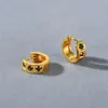 Pendientes de aro minimalistas europeos y americanos de metal latón chapado en oro real de 18k, incrustados con circonita, pendientes de aro, pendientes versátiles de moda de nicho, a la moda