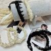 Faixa de cabelo nova de renda organza estilo Xiaoxiang primavera e verão laço de renda pérola strass temperamento faixa de cabeça feminina